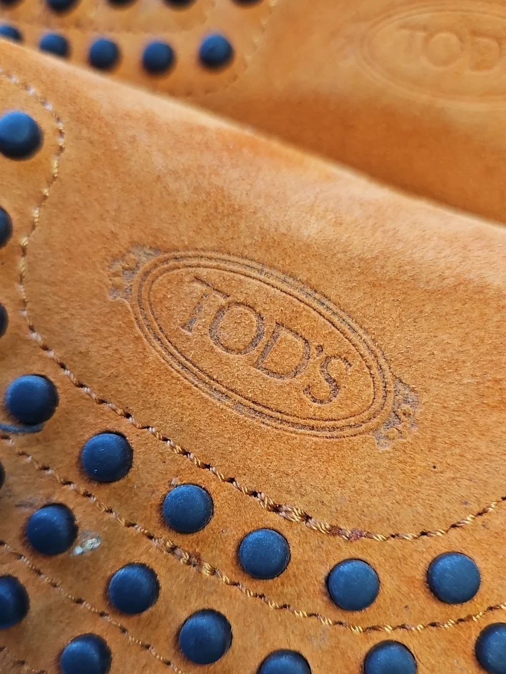 TOD'S Double T Gommino Suede Driving Loafers In Burnt Orange,  Size 5 1/2